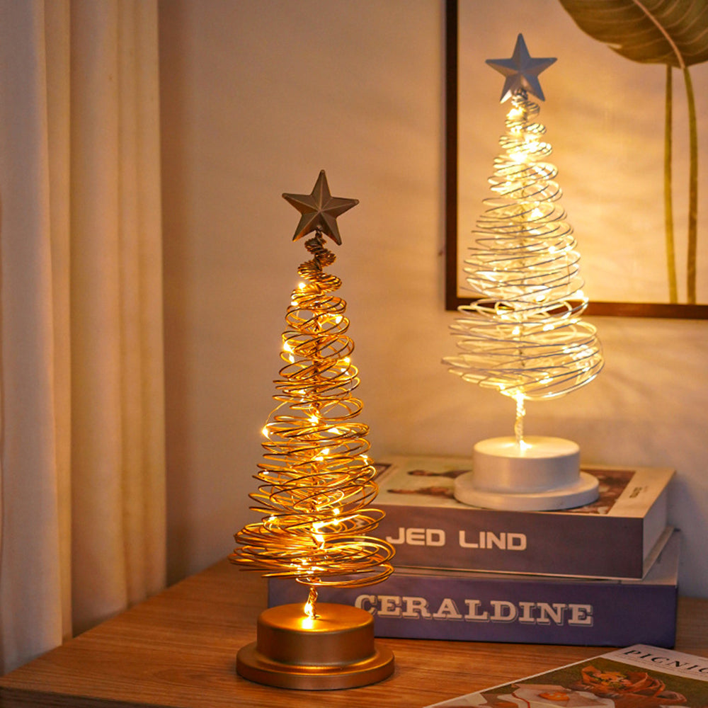 Christmas Tree Table Lamp with LED Lights and Star Topper