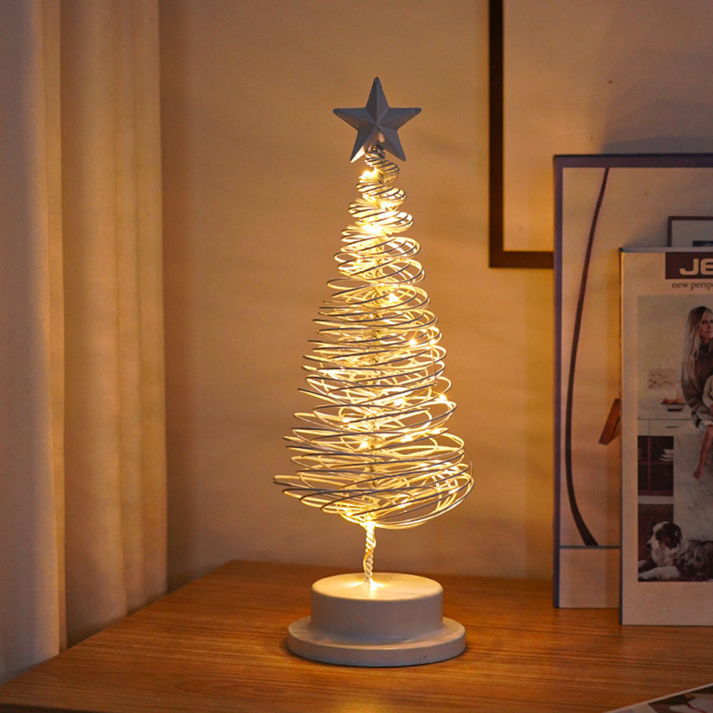 Christmas Tree Table Lamp with LED Lights and Star Topper
