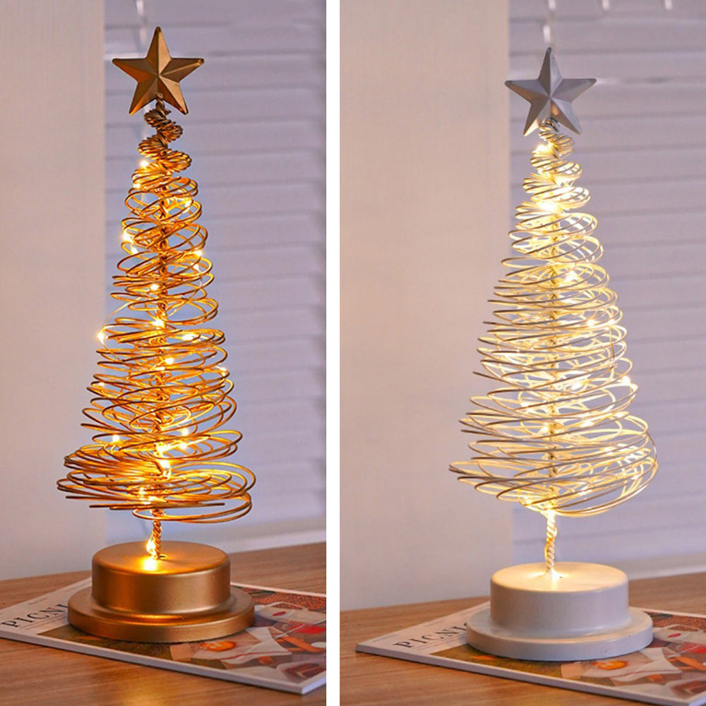 Christmas Tree Table Lamp with LED Lights and Star Topper