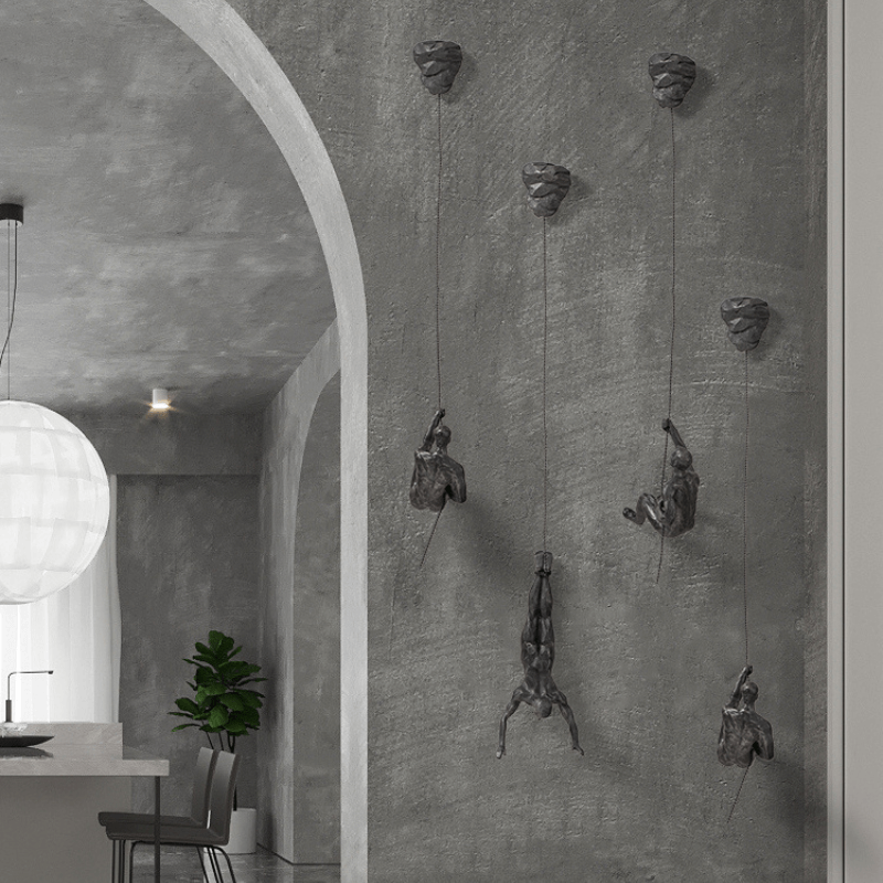 Climbing Man Wall Sculpture Set of 3 Hanging Figure Statues Industrial Wall Decor