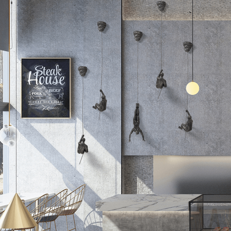 Climbing Man Wall Sculpture Set of 3 Hanging Figure Statues Industrial Wall Decor