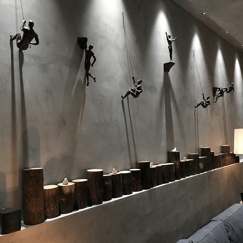 Climbing Man Wall Sculpture Set of 3 Hanging Figure Statues Industrial Wall Decor