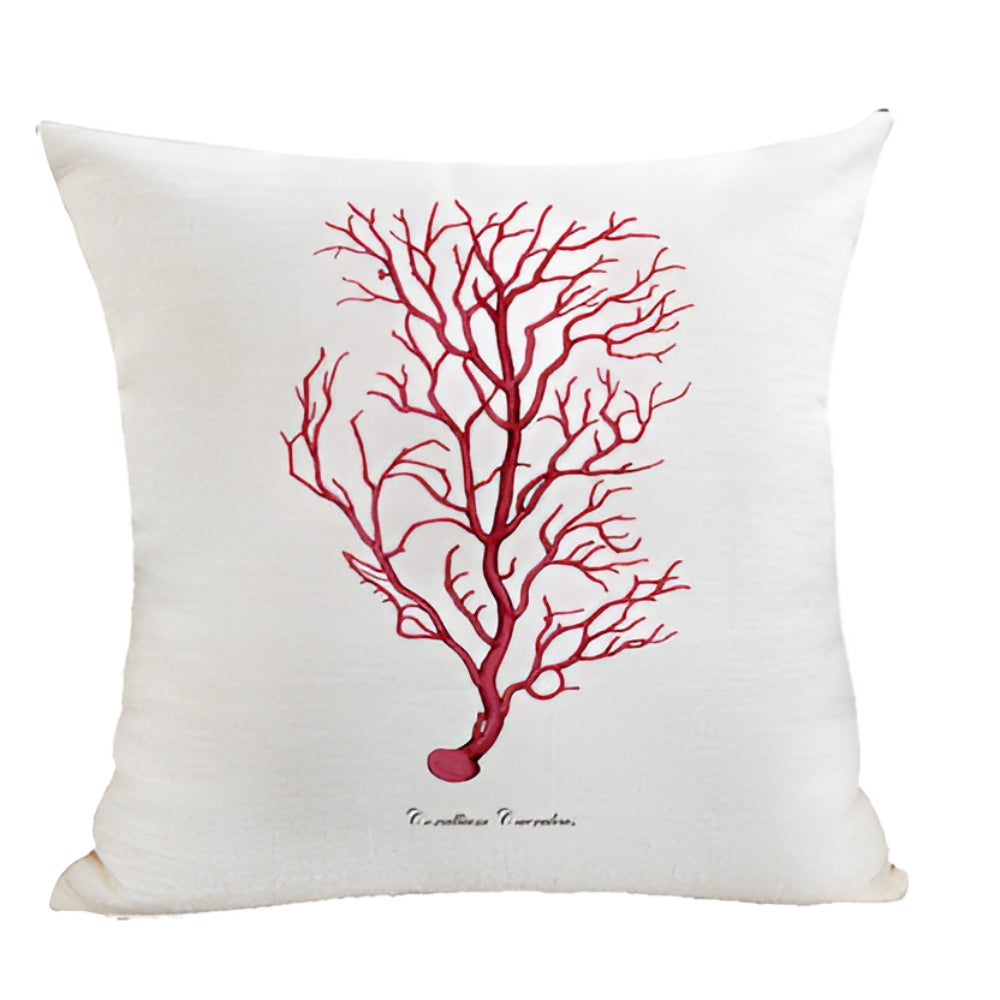 Coastal Cushion Cover with Ocean Embroidery and Zipper Closure