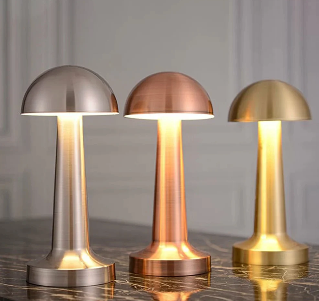 Cordless Mushroom Table Lamp Modern Touch Dimmer with 3 Light Modes