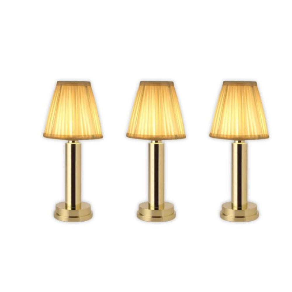 Cordless Rechargeable Table Lamp Art Deco with Pleated Shade and Touch Dimming