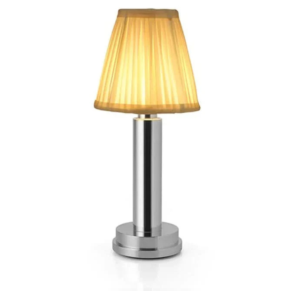 Cordless Rechargeable Table Lamp Art Deco with Pleated Shade and Touch Dimming
