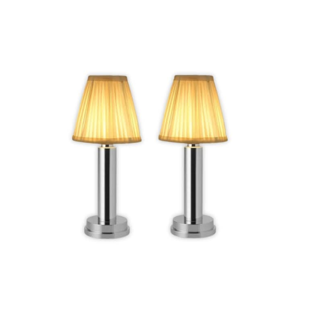 Cordless Rechargeable Table Lamp Art Deco with Pleated Shade and Touch Dimming