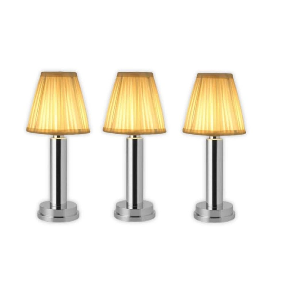 Cordless Rechargeable Table Lamp Art Deco with Pleated Shade and Touch Dimming