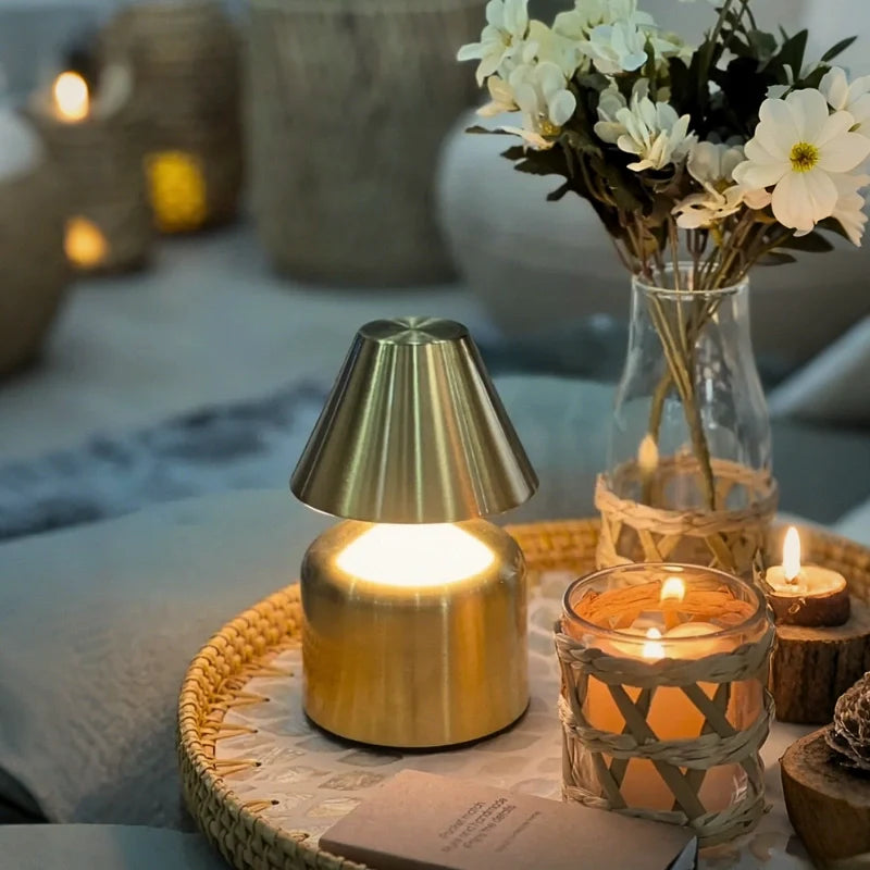 Cordless Rechargeable Table Lamp Modern Mushroom Shape with Dimmable LED