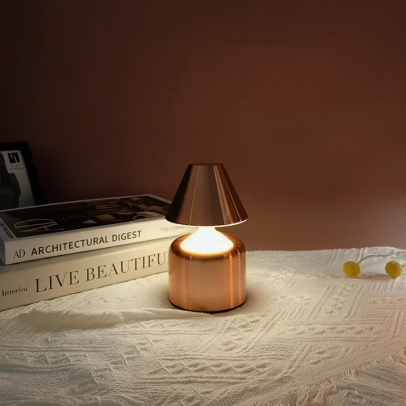 Cordless Rechargeable Table Lamp Modern Mushroom Shape with Dimmable LED