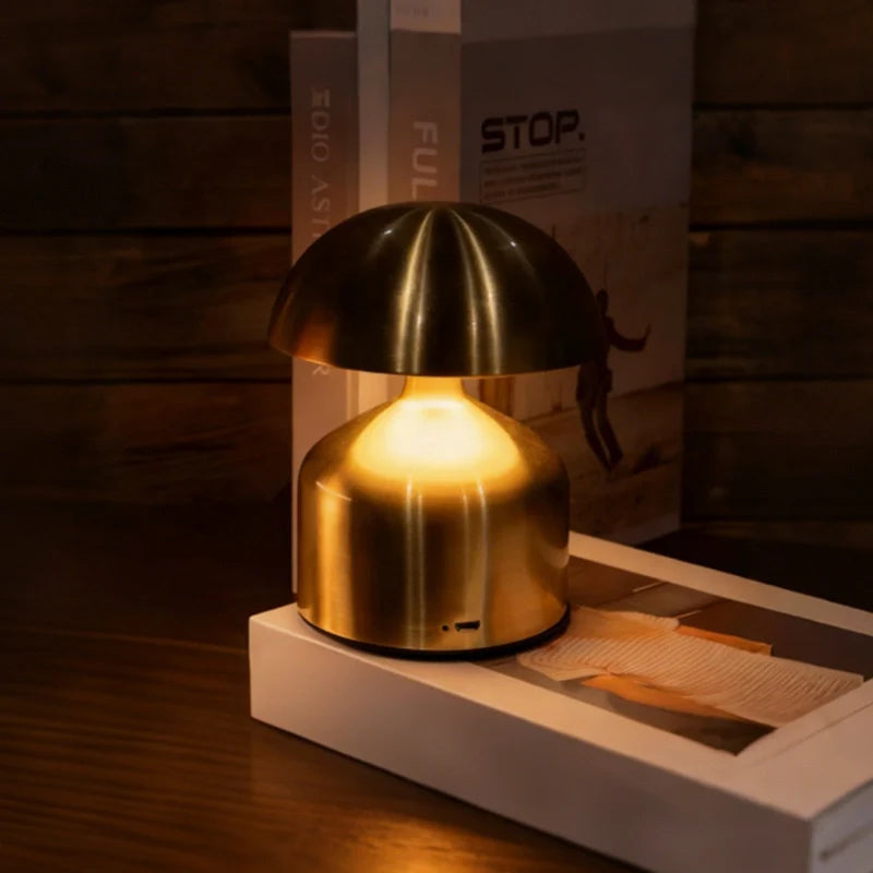 Cordless Rechargeable Table Lamp Modern Mushroom Shape with Dimmable LED