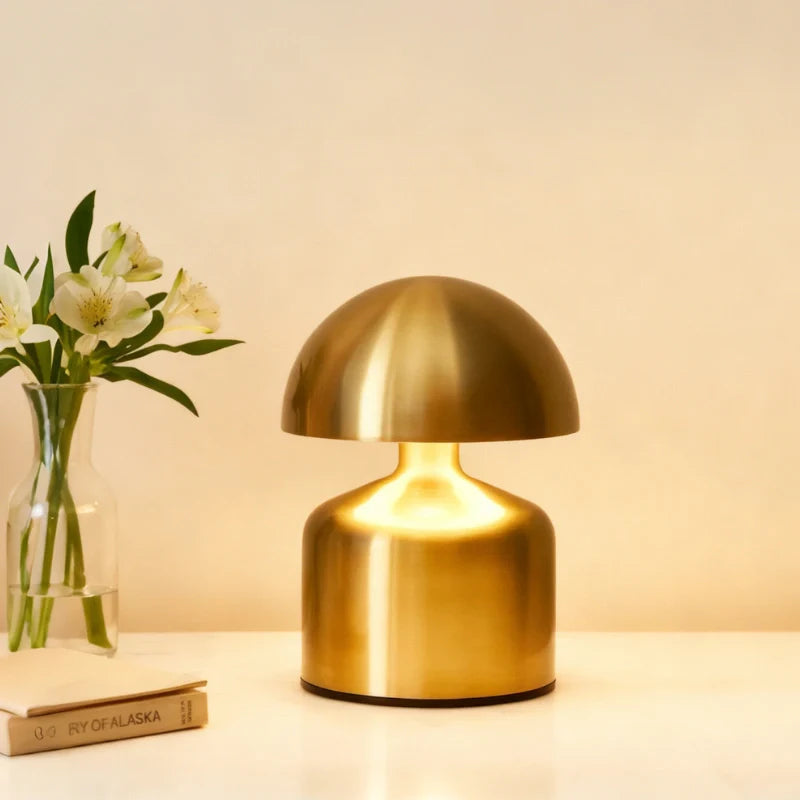 Cordless Rechargeable Table Lamp Modern Mushroom Shape with Dimmable LED