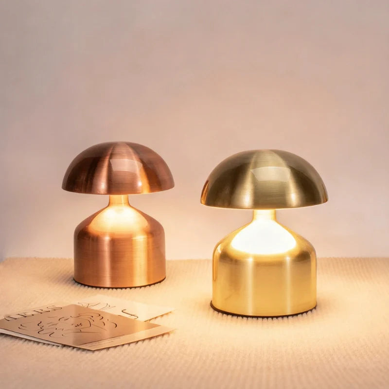 Cordless Rechargeable Table Lamp Modern Mushroom Shape with Dimmable LED