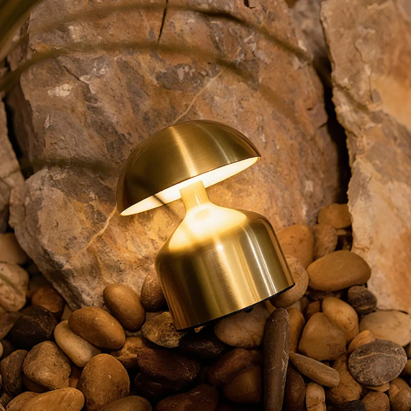 Cordless Rechargeable Table Lamp Modern Mushroom Shape with Dimmable LED