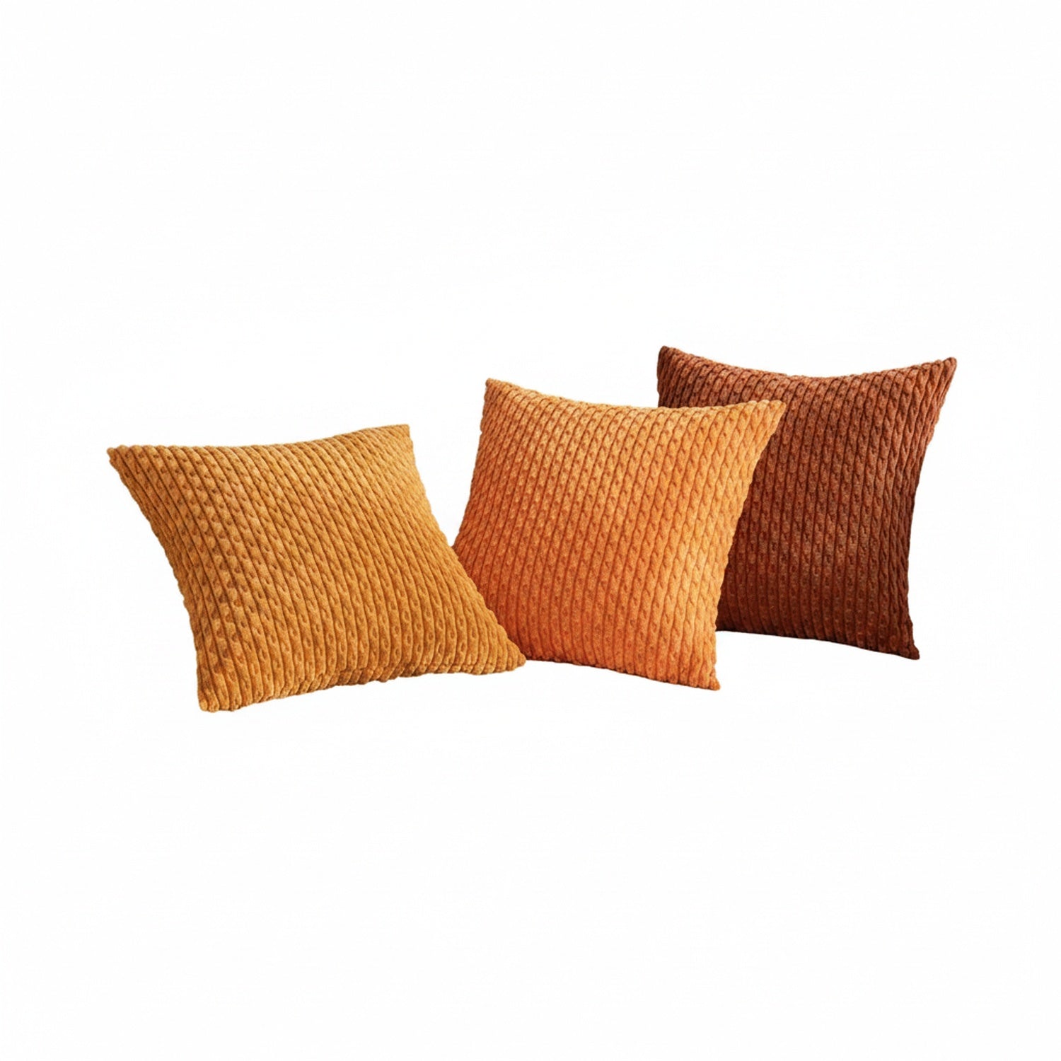 Corduroy Cushion Cover with Ribbed Texture and Zipper Closure