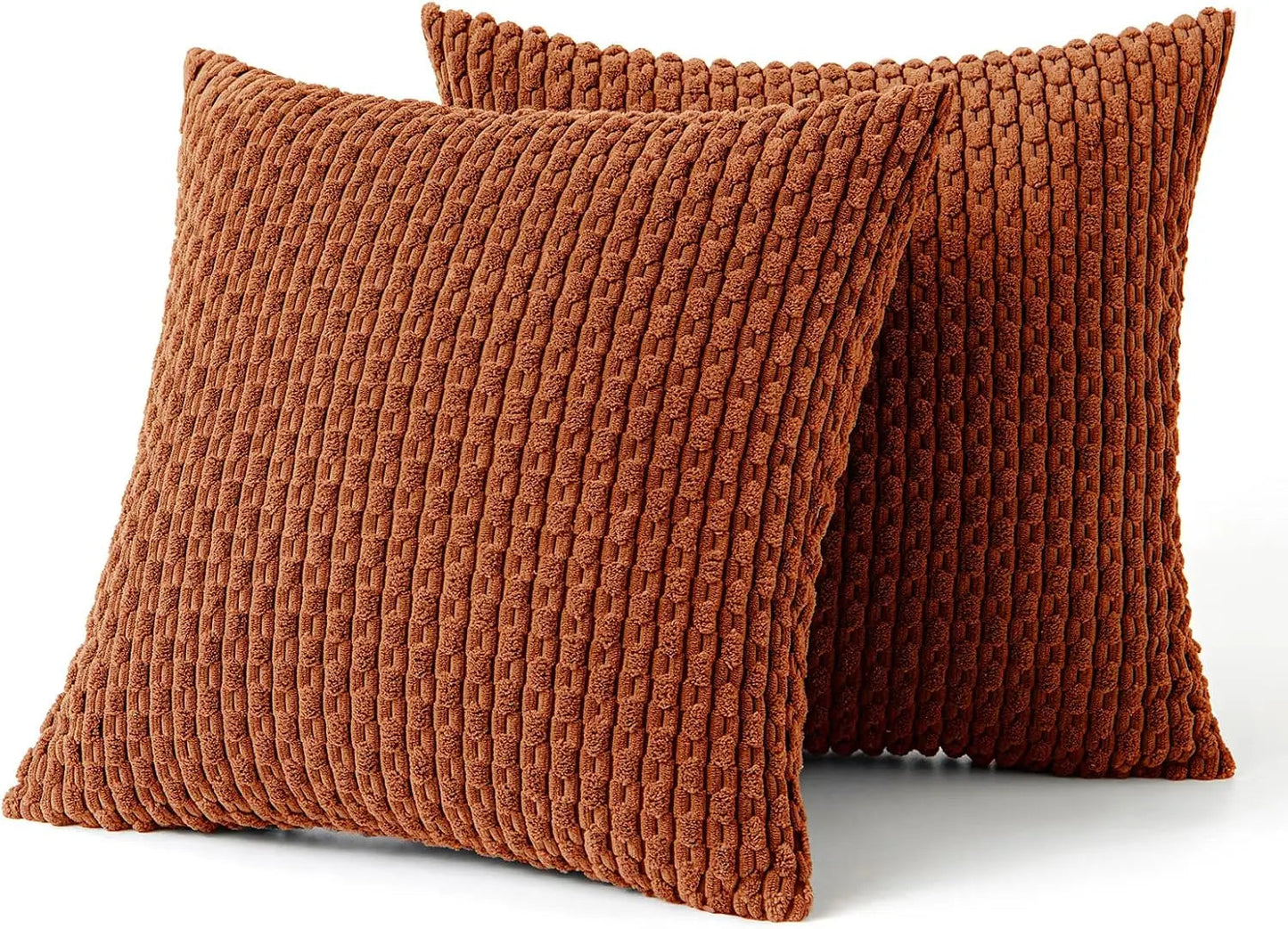 Corduroy Cushion Cover with Ribbed Texture and Zipper Closure