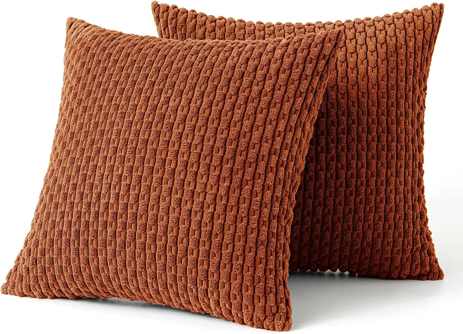 Corduroy Cushion Cover with Ribbed Texture and Zipper Closure