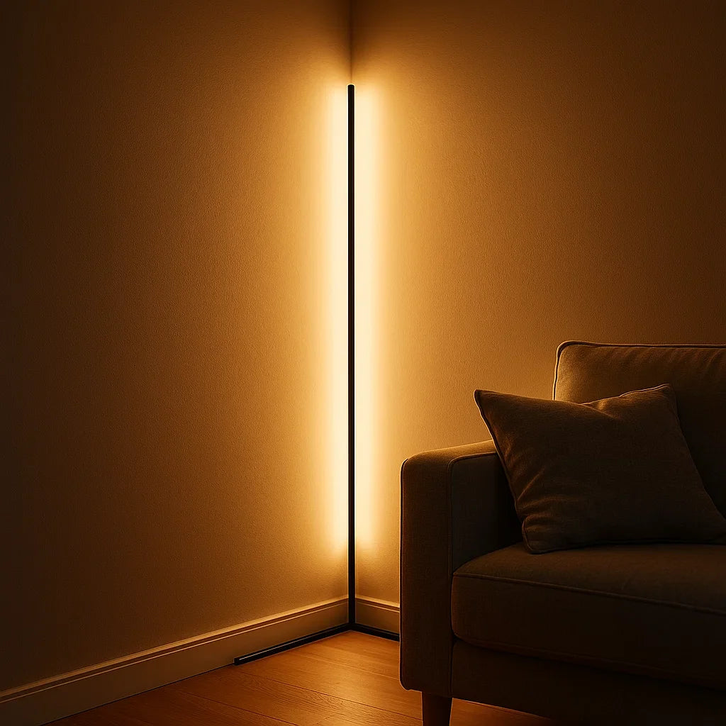 Corner Floor Lamp Minimalist LED with Remote Control and Dimmable Light