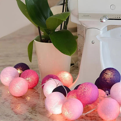 Cotton Ball String Lights LED Fairy Lights with Fabric Balls