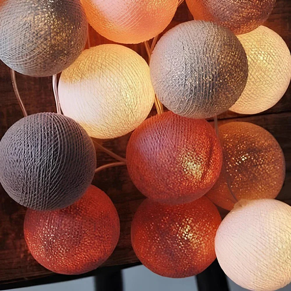 Cotton Ball String Lights LED Fairy Lights with Fabric Balls