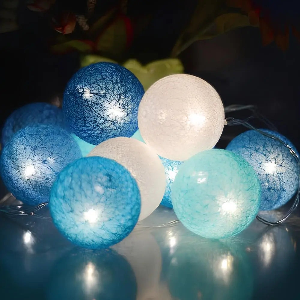 Cotton Ball String Lights LED Fairy Lights with Fabric Balls