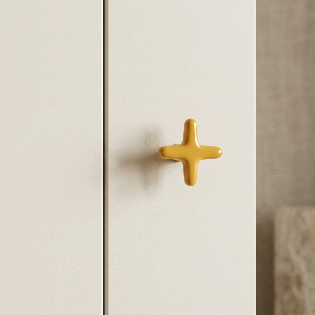 Cross-Shaped Cabinet Knob and Drawer Pull with Glossy Finish