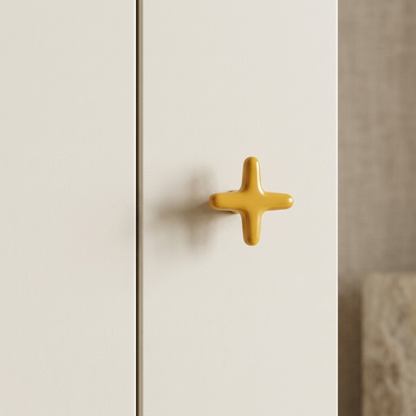 Cross-Shaped Cabinet Knob and Drawer Pull with Glossy Finish