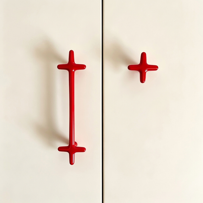 Cross-Shaped Cabinet Knob and Drawer Pull with Glossy Finish