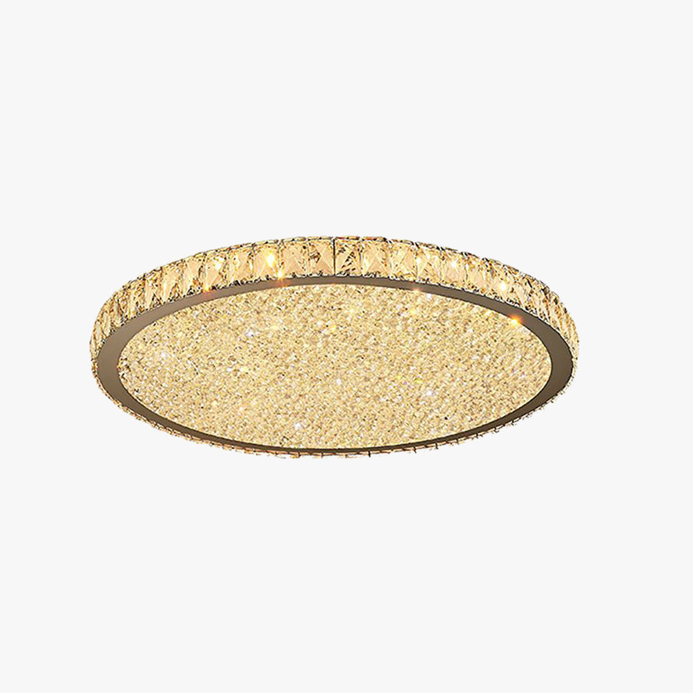 Crystal Ceiling Light Modern Round LED Flush Mount with Sparkling Crystal Border
