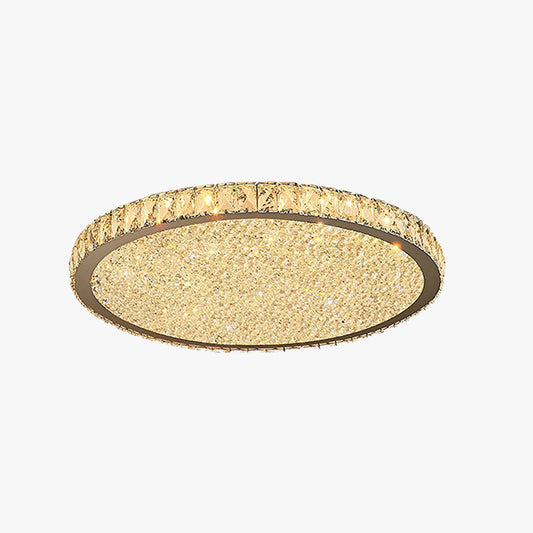 Crystal Ceiling Light Modern Round LED Flush Mount with Sparkling Crystal Border