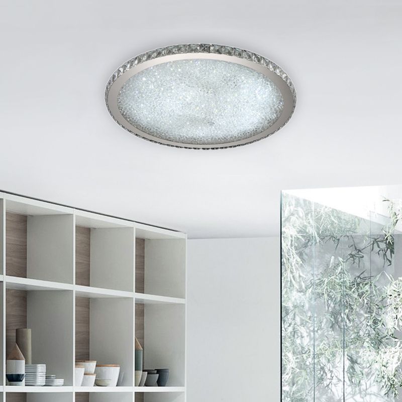 Crystal Ceiling Light Modern Round LED Flush Mount with Sparkling Crystal Border