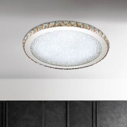 Crystal Ceiling Light Modern Round LED Flush Mount with Sparkling Crystal Border