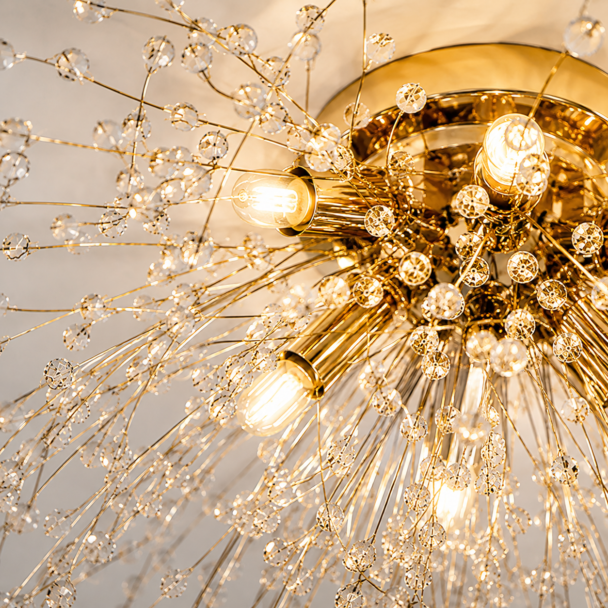 Crystal Dandelion Ceiling Light Modern Flush Mount with Crystal Branch Design