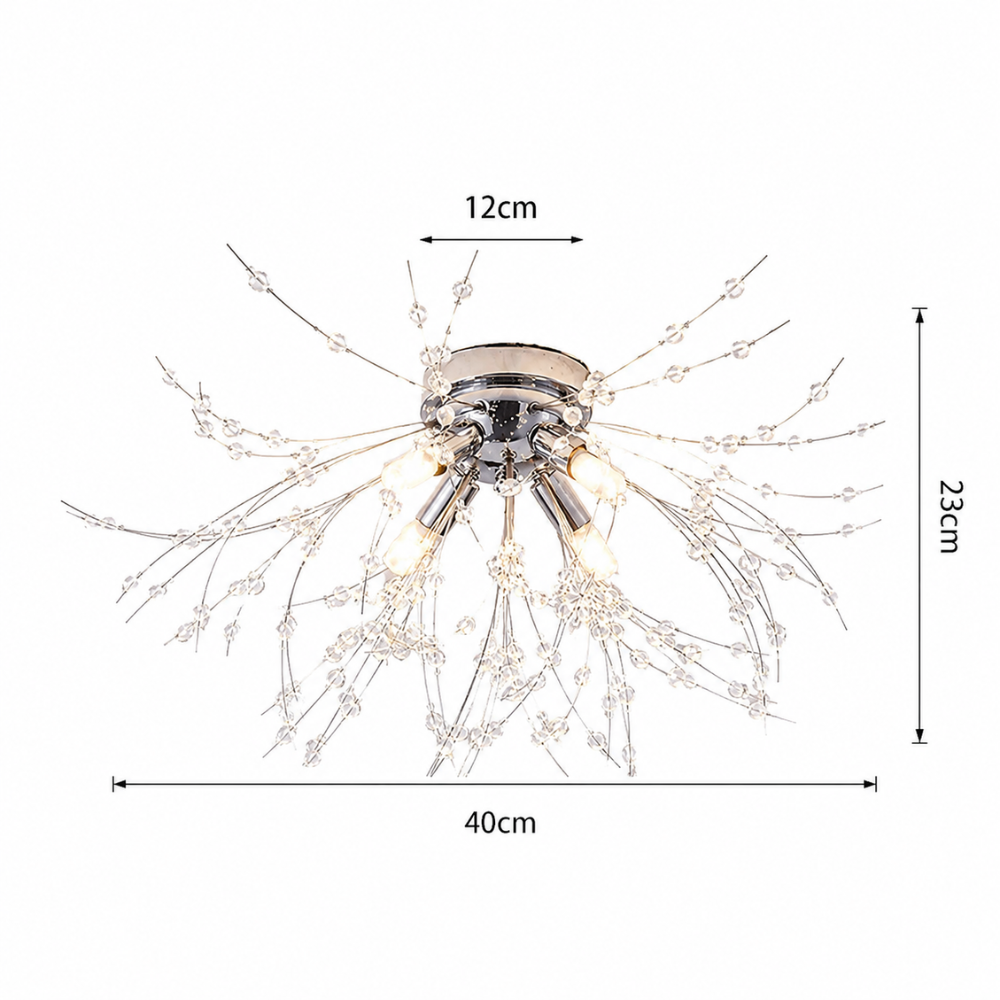 Crystal Dandelion Ceiling Light Modern Flush Mount with Crystal Branch Design