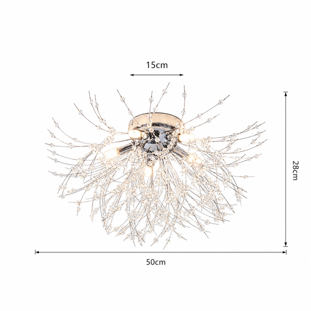 Crystal Dandelion Ceiling Light Modern Flush Mount with Crystal Branch Design