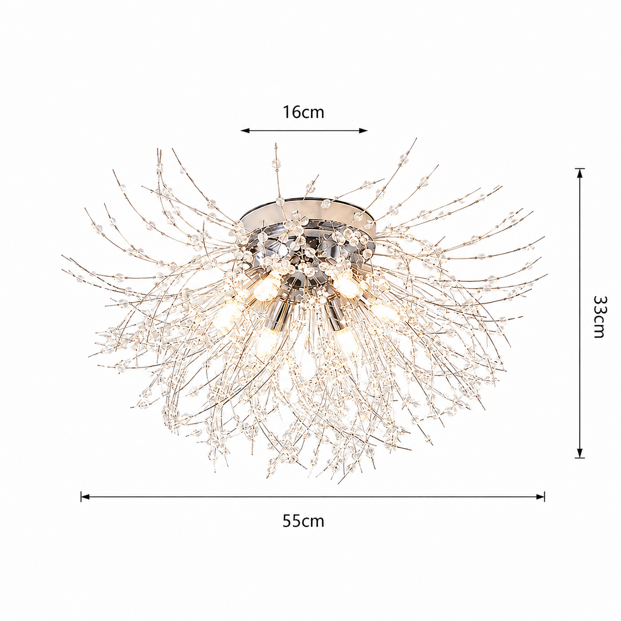 Crystal Dandelion Ceiling Light Modern Flush Mount with Crystal Branch Design