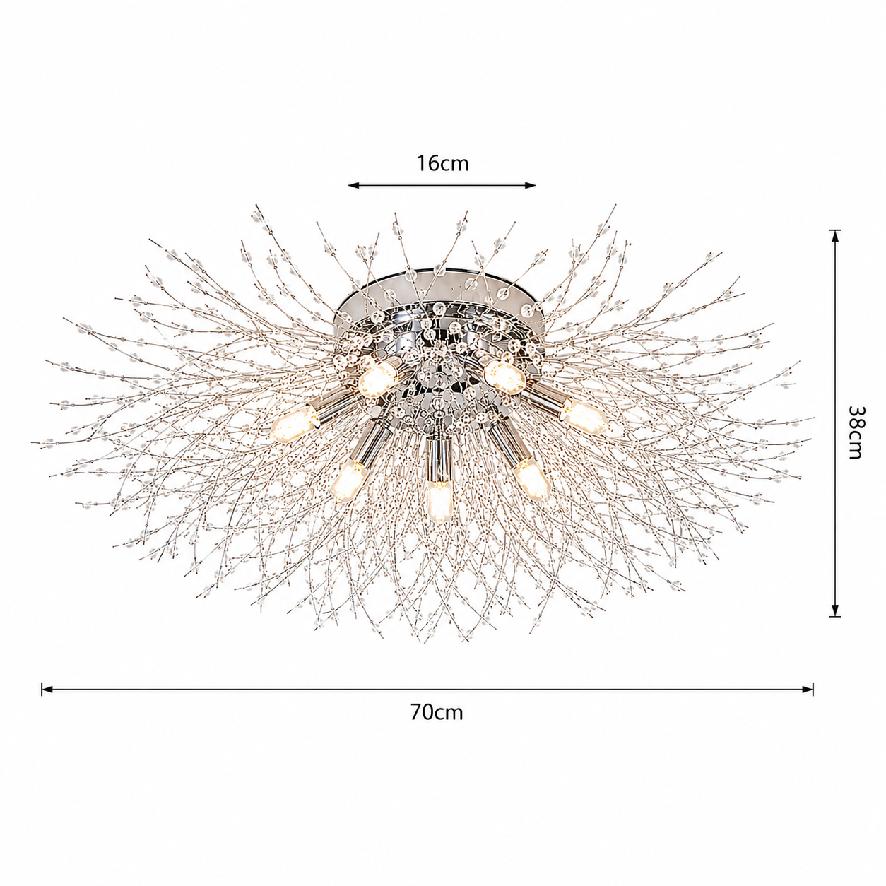 Crystal Dandelion Ceiling Light Modern Flush Mount with Crystal Branch Design