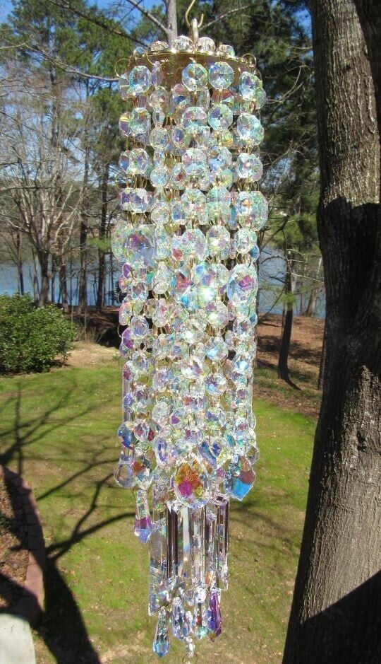 Crystal Wind Chime with Hanging Hook for Garden and Patio