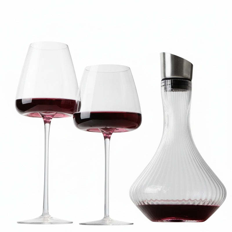Crystal Wine Glasses Set in Red Wine, White Wine, Champagne and Burgundy Styles