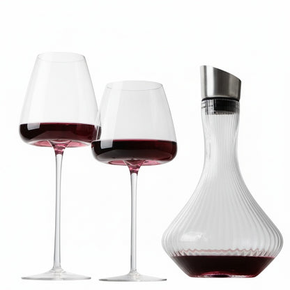 Crystal Wine Glasses Set in Red Wine, White Wine, Champagne and Burgundy Styles