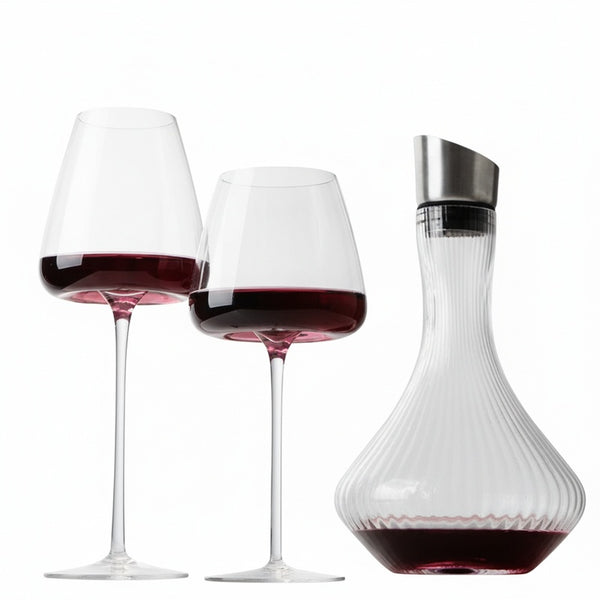 Crystal Wine Glasses Set in Red Wine, White Wine, Champagne and Burgundy Styles