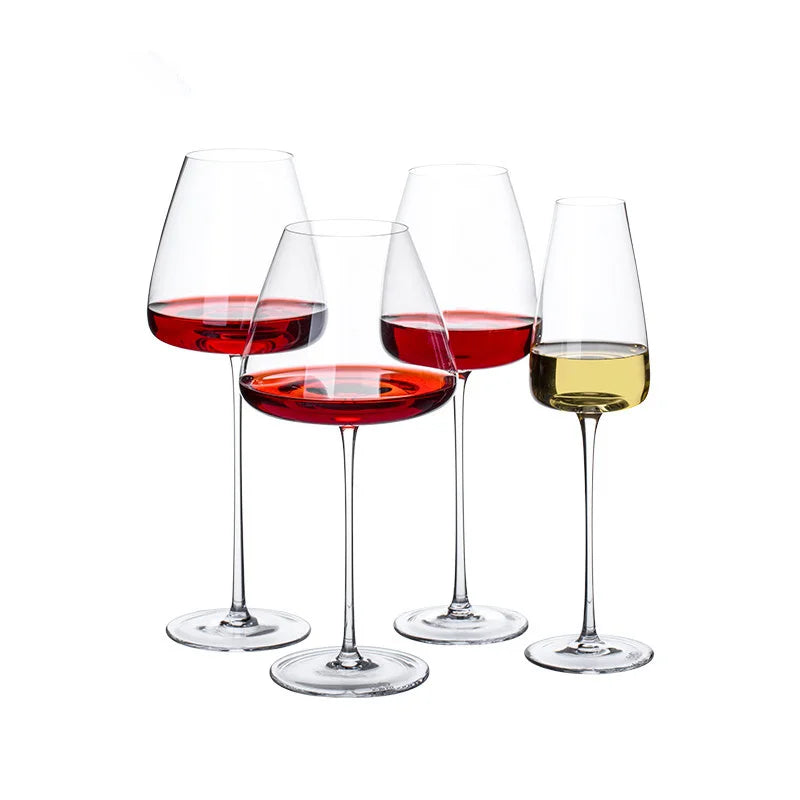 Crystal Wine Glasses Set in Red Wine, White Wine, Champagne and Burgundy Styles