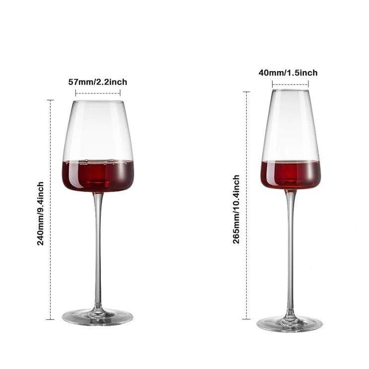 Crystal Wine Glasses Set in Red Wine, White Wine, Champagne and Burgundy Styles