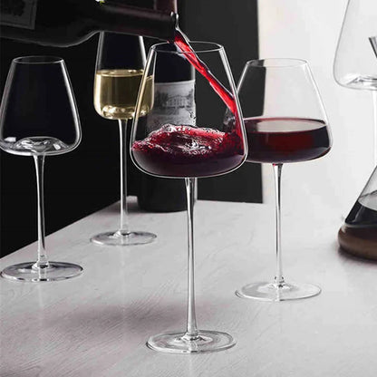 Crystal Wine Glasses Set in Red Wine, White Wine, Champagne and Burgundy Styles