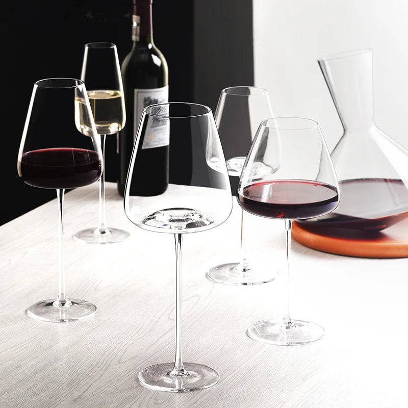 Crystal Wine Glasses Set in Red Wine, White Wine, Champagne and Burgundy Styles