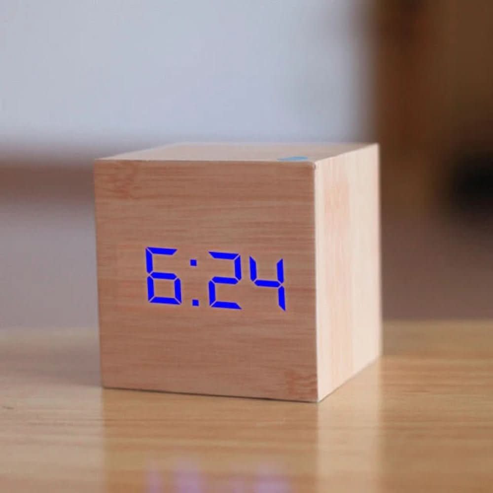 Cube LED Digital Alarm Clock with Date and Temperature Display