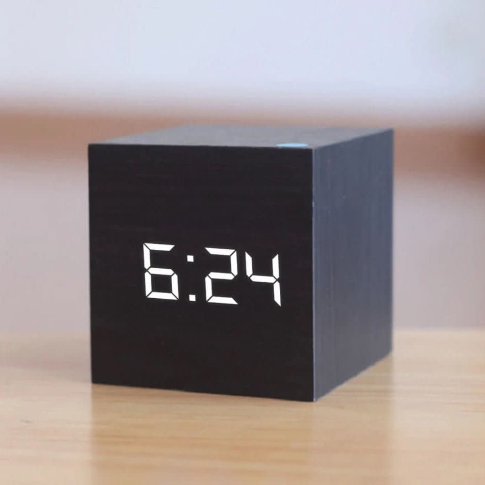 Cube LED Digital Alarm Clock with Date and Temperature Display