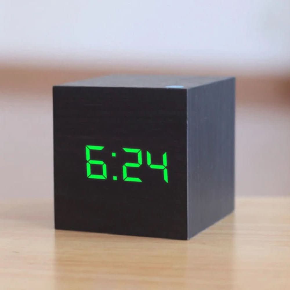 Cube LED Digital Alarm Clock with Date and Temperature Display