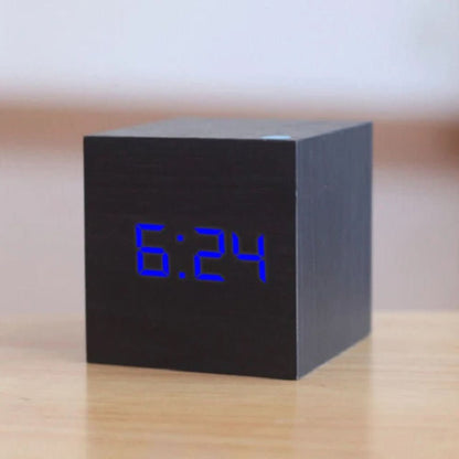 Cube LED Digital Alarm Clock with Date and Temperature Display