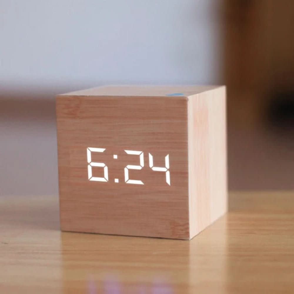 Cube LED Digital Alarm Clock with Date and Temperature Display